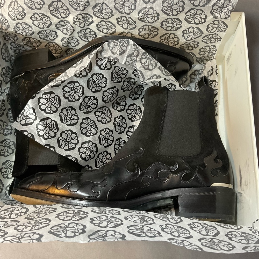 Alexander McQueen black flame ankle boots size 9